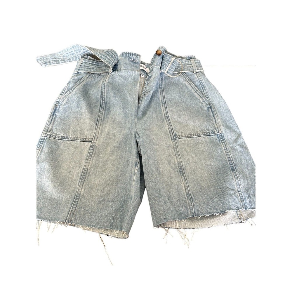 Pistola Bermuda Shorts‎ Womens Size 26 Blue Denim Bealted Wide Leg Flat Front